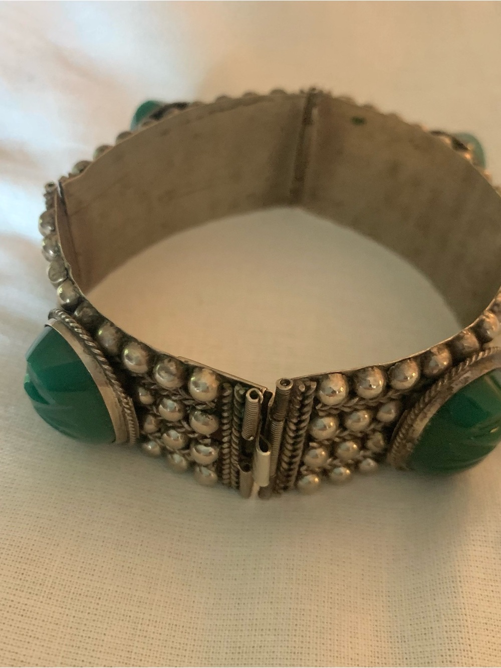VINTAGE SILVER MEXICAN SILMEX ONYX CABOCHON BRACELET 365 - Picture 3 of 7